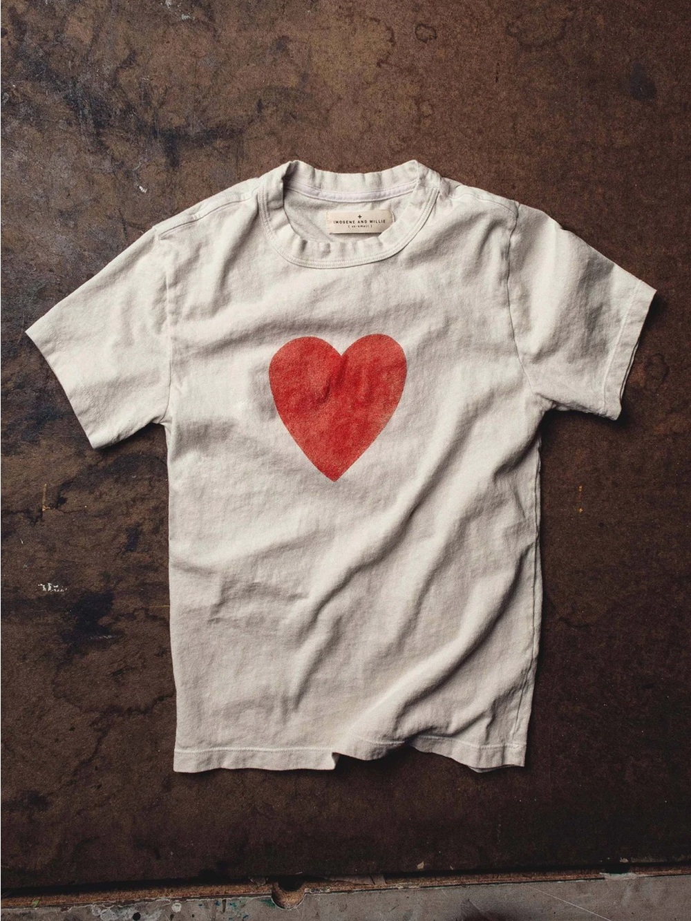 imogene + willie Cream Tee with Red Heart Graphic